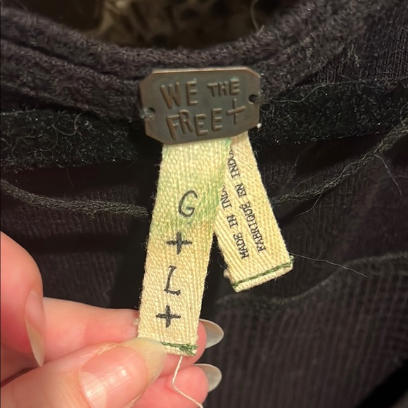 We The Free Free People Black Waffle Long Sleeve Tunic - Picture 2 of 4